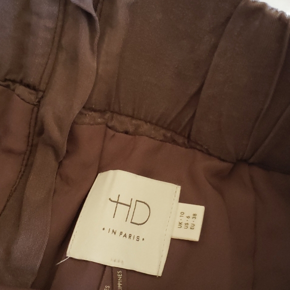 HD Paris anthropologie brown line A mini skirt 6 - Picture 6 of 7